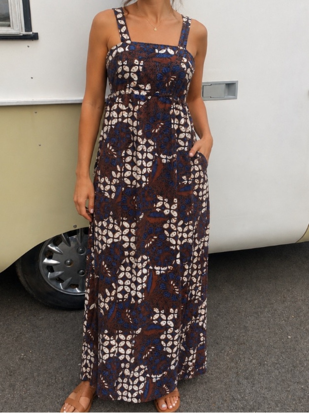 70s Gunne sax style autumnal boho Floral Maxi sundress maxi with pockets hippie